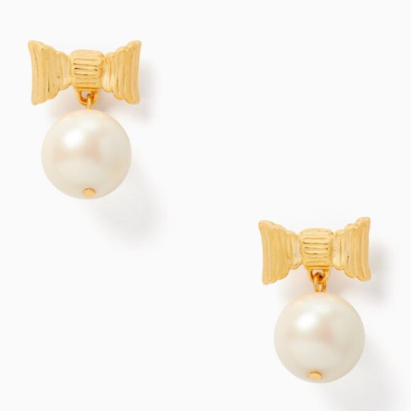 NWT - Kate Spade All Wrapped Up In Pearls Drop Earrings - Picture 1 of 9